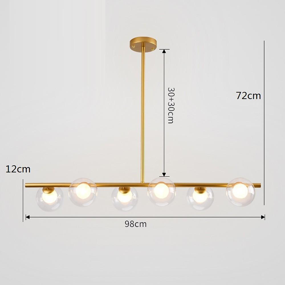 Modern Nordic 6 Light Sphere Glass Globe Chandelier Metal Adjustable Pendant Ceiling Lamp