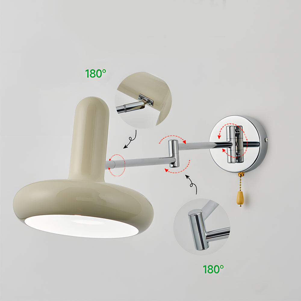 Modern Nordic Adjustable Glass Swing Arm Wall Sconce Dimmable Remote Control Lighting
