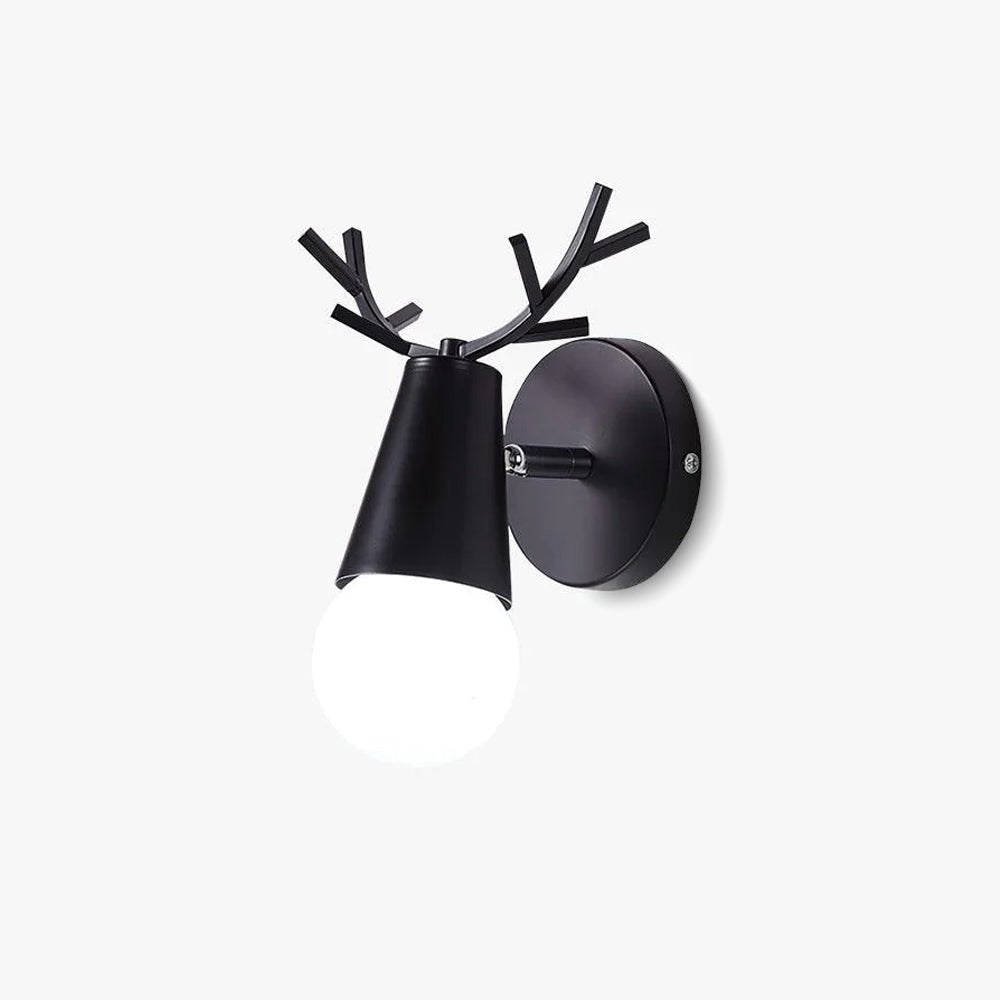 Modern Nordic Antler Deer Head Wall Sconce Indoor Metal Bracket Light for Bedroom
