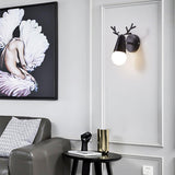 Modern Nordic Antler Deer Head Wall Sconce Indoor Metal Bracket Light for Bedroom