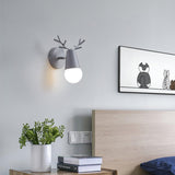 Modern Nordic Antler Deer Head Wall Sconce Indoor Metal Bracket Light for Bedroom