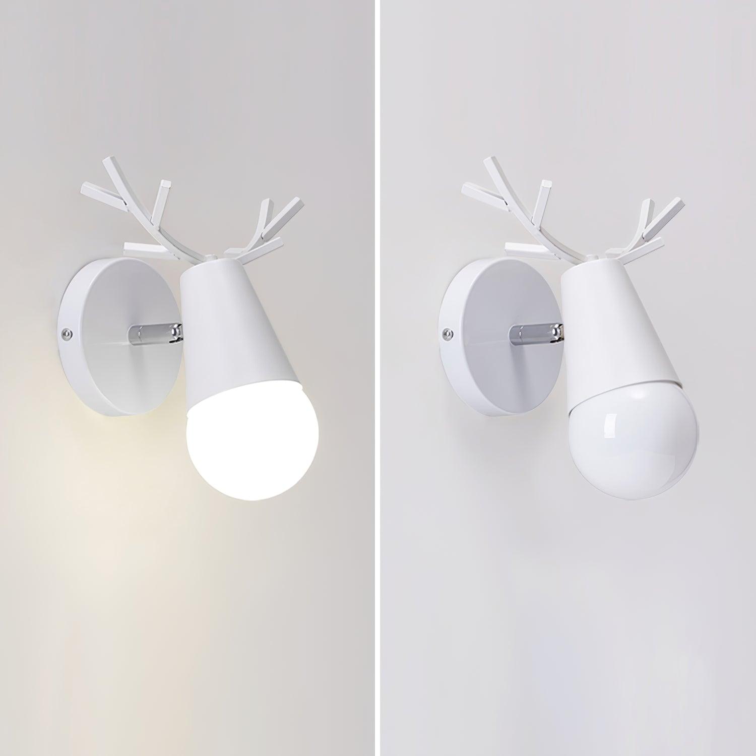 Modern Nordic Antler Deer Head Wall Sconce Indoor Metal Bracket Light for Bedroom