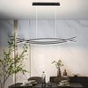 Modern Nordic Black Linear LED Chandelier Dimmable Dining Room Pendant Lighting