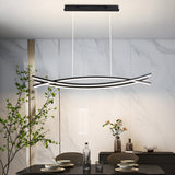 Modern Nordic Black Linear LED Chandelier Dimmable Dining Room Pendant Lighting