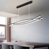 Modern Nordic Black Linear LED Chandelier Dimmable Dining Room Pendant Lighting