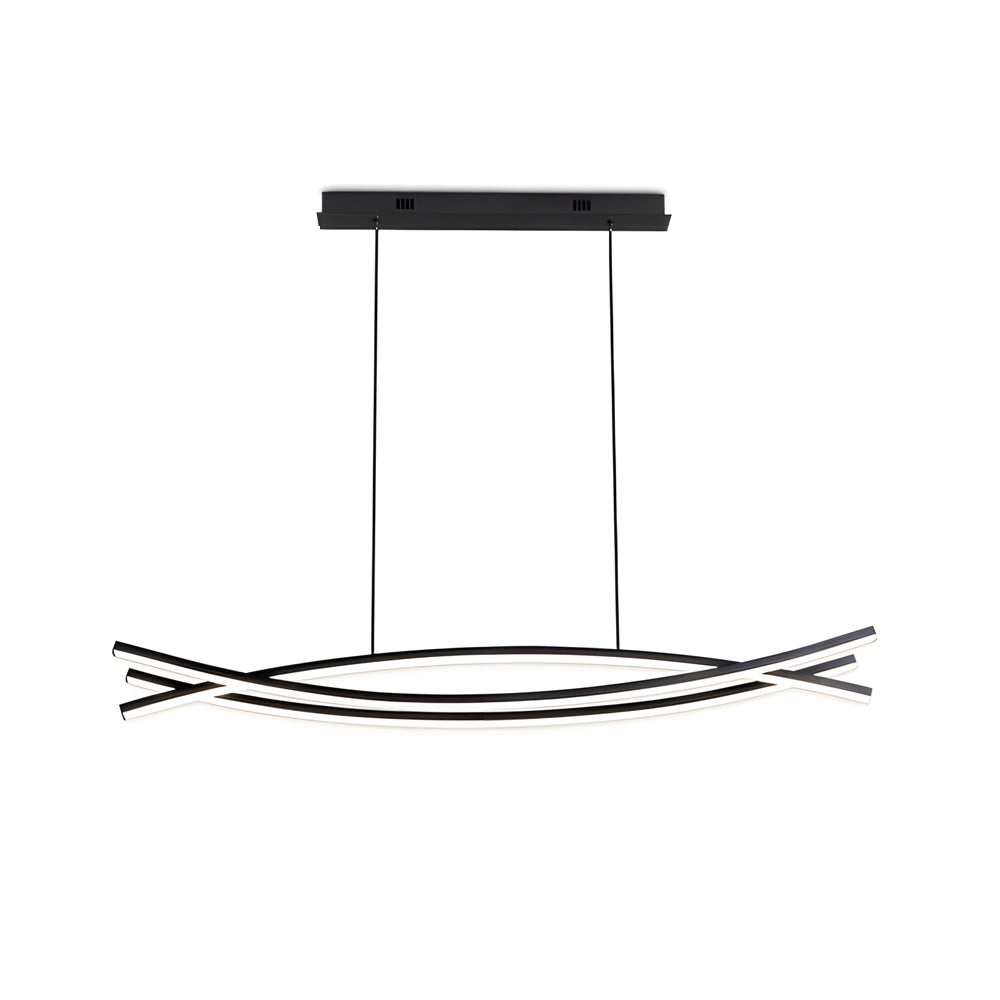 Modern Nordic Black Linear LED Chandelier Dimmable Dining Room Pendant Lighting