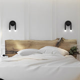 Modern Nordic Black Wall Sconce Lighting with 2 Glass Globes for Bedroom and Hallway