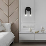 Modern Nordic Black Wall Sconce Lighting with 2 Glass Globes for Bedroom and Hallway