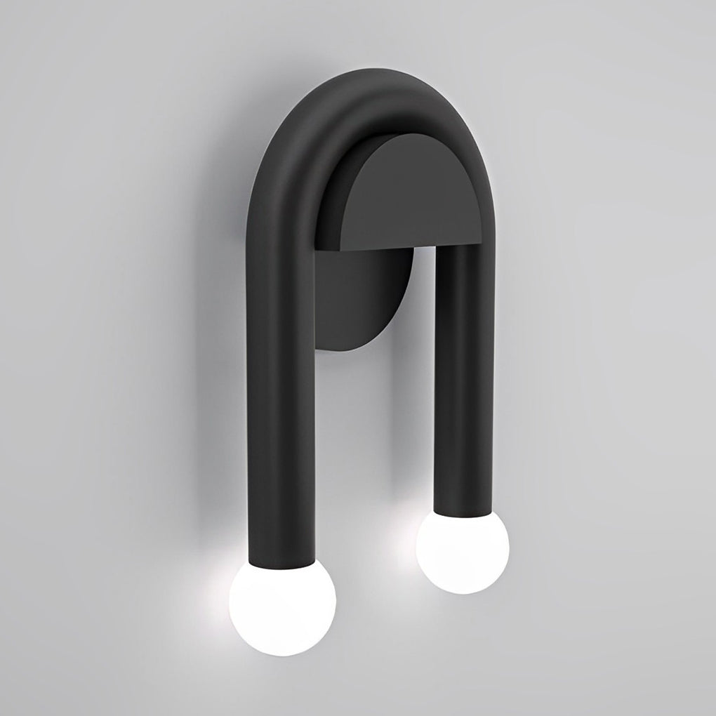 Modern Nordic Black Wall Sconce Lighting with 2 Glass Globes for Bedroom and Hallway