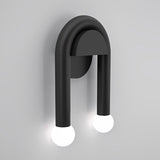 Modern Nordic Black Wall Sconce Lighting with 2 Glass Globes for Bedroom and Hallway