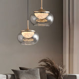 Modern Nordic Candy Jar Smoky Glass Pendant Light with 3 Step Dimming LED Hanging Lamp