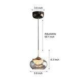 Modern Nordic Candy Jar Smoky Glass Pendant Light with 3 Step Dimming LED Hanging Lamp
