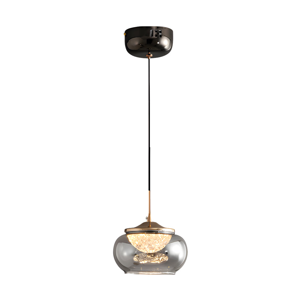 Modern Nordic Candy Jar Smoky Glass Pendant Light with 3 Step Dimming LED Hanging Lamp