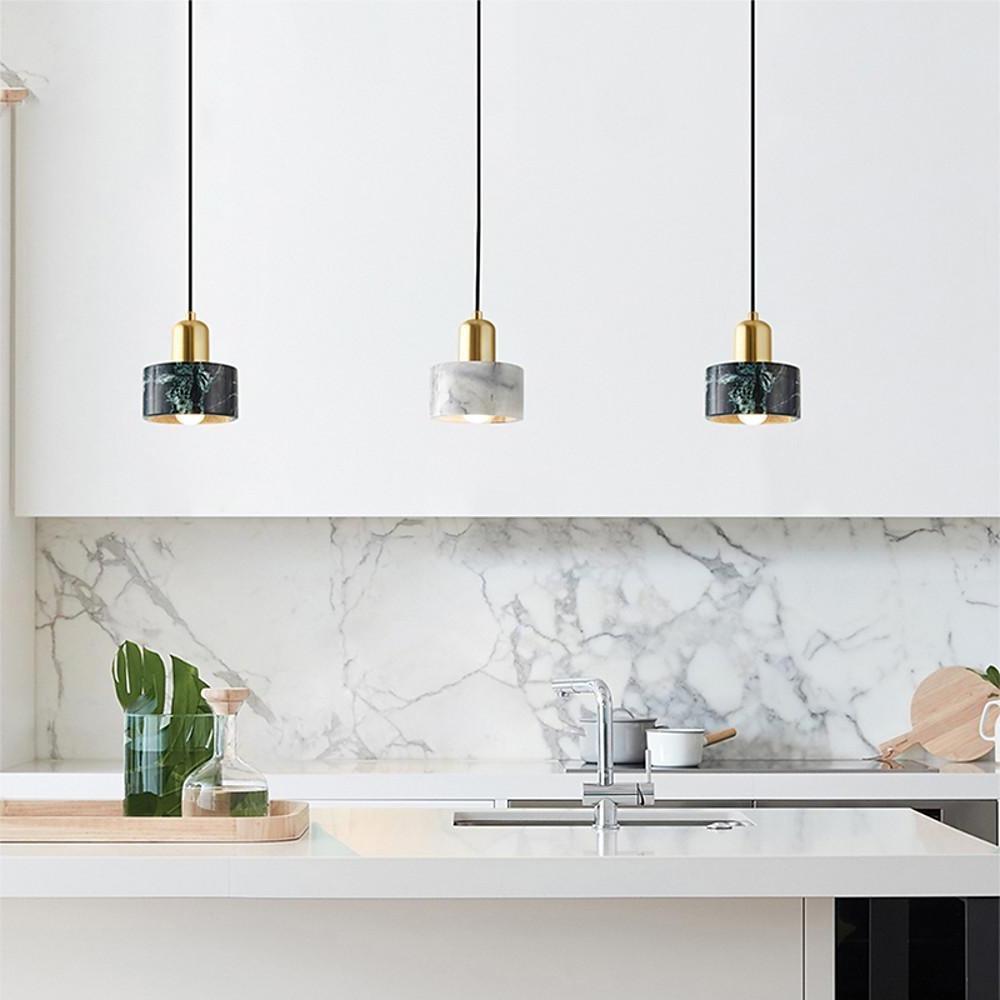 Modern Nordic Ceramic Pendant Light with Marble Stone Shade for Kitchen Island and Dining Room