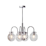 Modern Nordic Chandelier Glass Ball Curved Iron Arm Pendant Light for Living Room 4 or 5 Lights