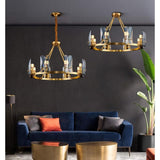 Modern Nordic Circular Copper LED Chandelier with Glass Shades for Dining and Living Rooms