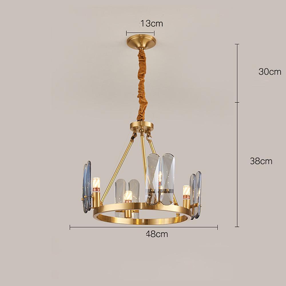 Modern Nordic Circular Copper LED Chandelier with Glass Shades for Dining and Living Rooms