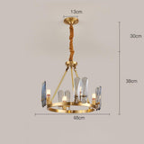 Modern Nordic Circular Copper LED Chandelier with Glass Shades for Dining and Living Rooms