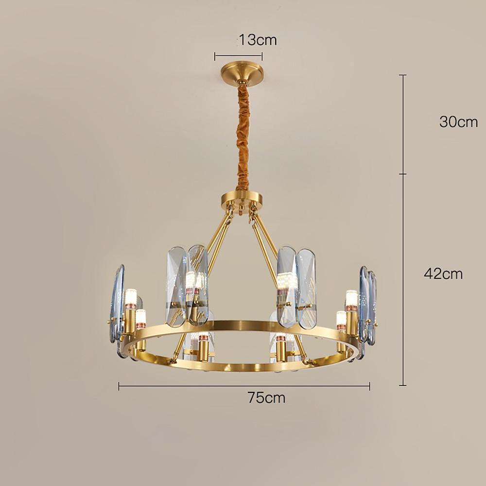 Modern Nordic Circular Copper LED Chandelier with Glass Shades for Dining and Living Rooms