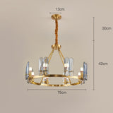 Modern Nordic Circular Copper LED Chandelier with Glass Shades for Dining and Living Rooms