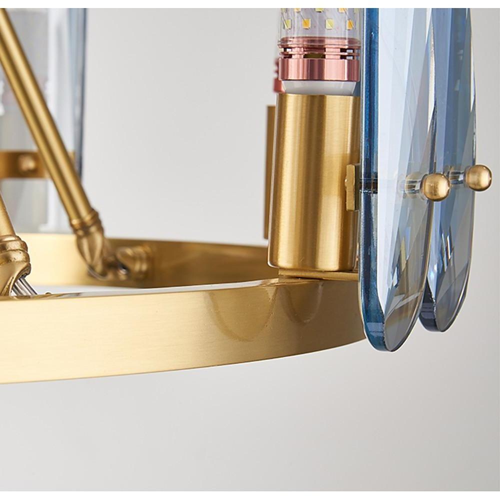 Modern Nordic Circular Copper LED Chandelier with Glass Shades for Dining and Living Rooms