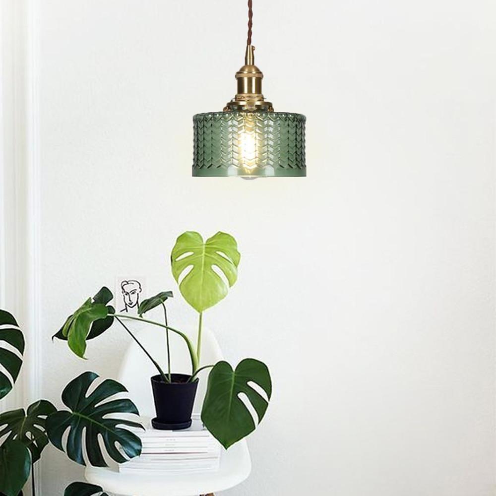 Modern Nordic Circular Glass Pendant Light with Textured Shade for Kitchen Island and Bedroom