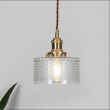 Modern Nordic Circular Glass Pendant Light with Textured Shade for Kitchen Island and Bedroom