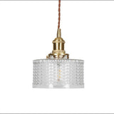 Modern Nordic Circular Glass Pendant Light with Textured Shade for Kitchen Island and Bedroom
