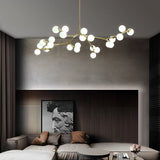 Modern Nordic Cluster Glass Chandelier Metal Hanging Pendant Light in Black and Gold