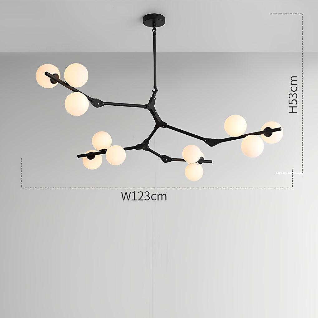 Modern Nordic Cluster Glass Chandelier Metal Hanging Pendant Light in Black and Gold