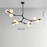 Modern Nordic Cluster Glass Chandelier Metal Hanging Pendant Light in Black and Gold