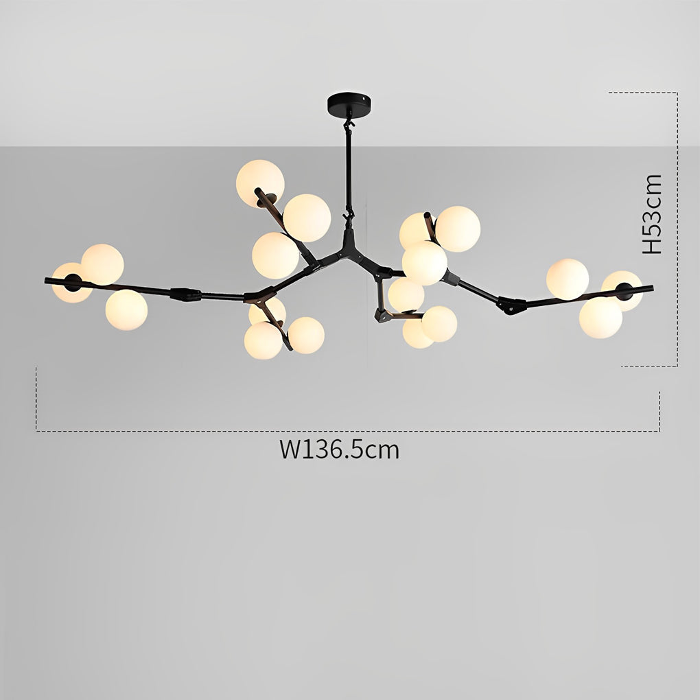 Modern Nordic Cluster Glass Chandelier Metal Hanging Pendant Light in Black and Gold
