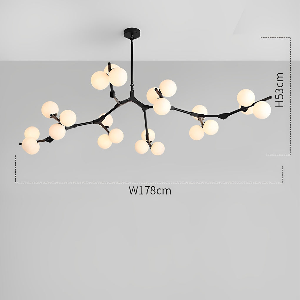 Modern Nordic Cluster Glass Chandelier Metal Hanging Pendant Light in Black and Gold