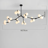 Modern Nordic Cluster Glass Chandelier Metal Hanging Pendant Light in Black and Gold