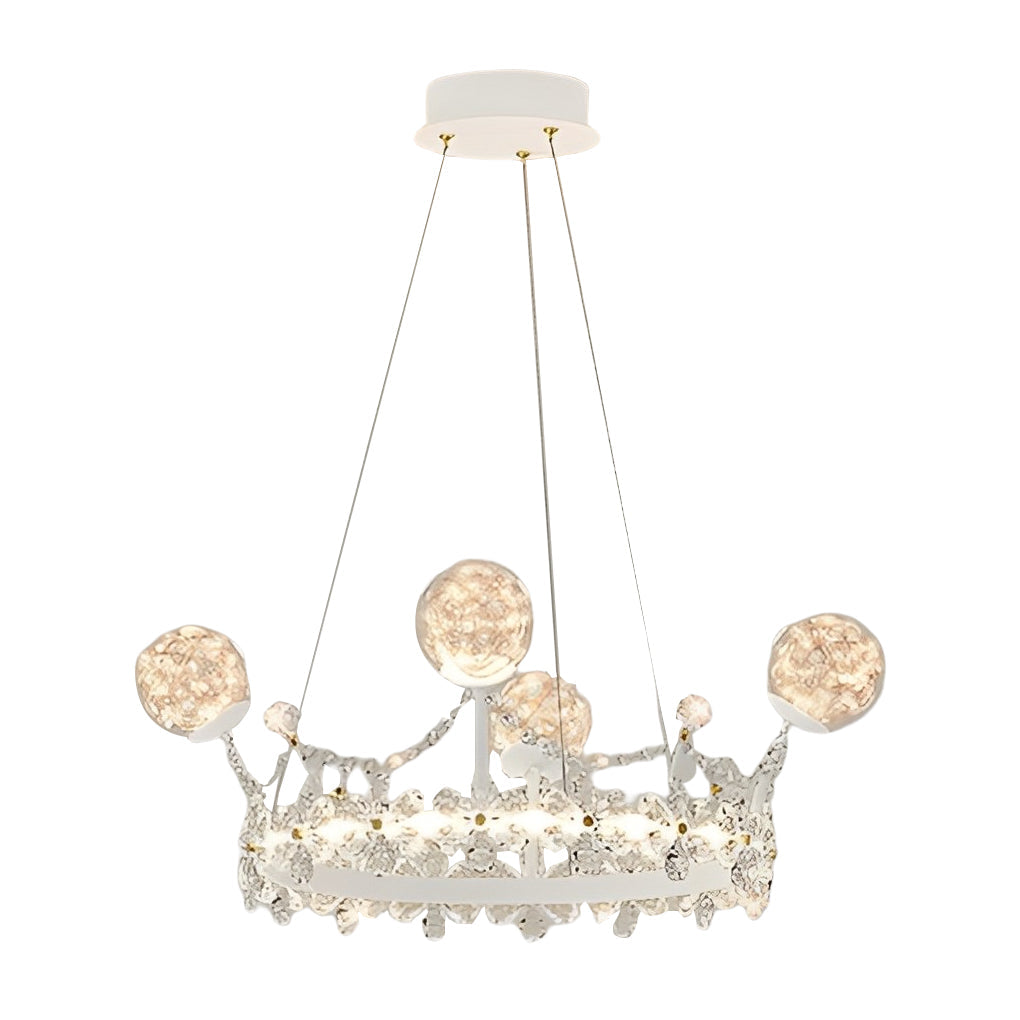 Modern Nordic Crystal Glass Flower Crown Chandelier Three Step Dimming Pendant Light
