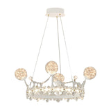 Modern Nordic Crystal Glass Flower Crown Chandelier Three Step Dimming Pendant Light