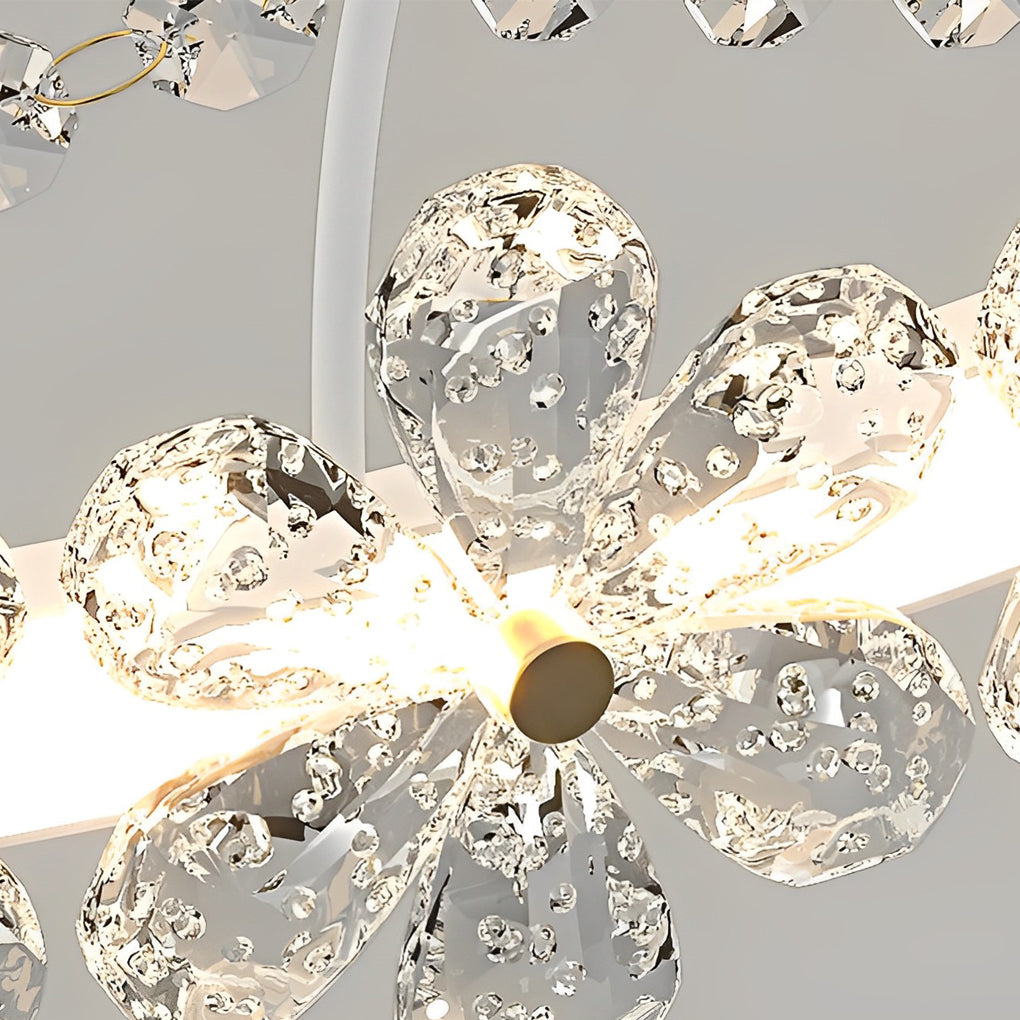 Modern Nordic Crystal Glass Flower Crown Chandelier Three Step Dimming Pendant Light