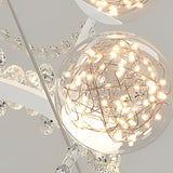 Modern Nordic Crystal Glass Flower Crown Chandelier Three Step Dimming Pendant Light