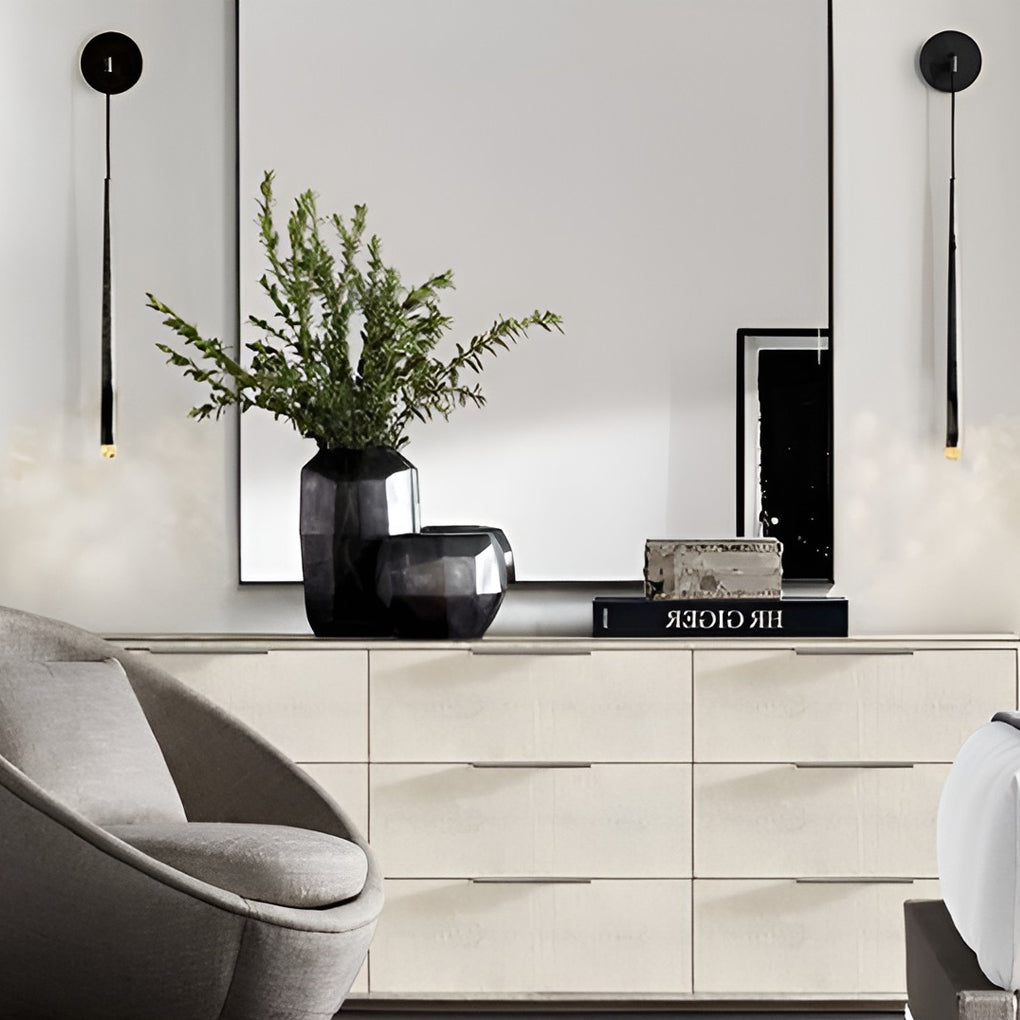 Modern Nordic Crystal LED Strip Wall Sconce Minimalist Gold Black Luxury Lighting