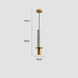 Modern Nordic Cylindrical Pendant Light Metal and Marble LED Hanging Lamp for Dining Room