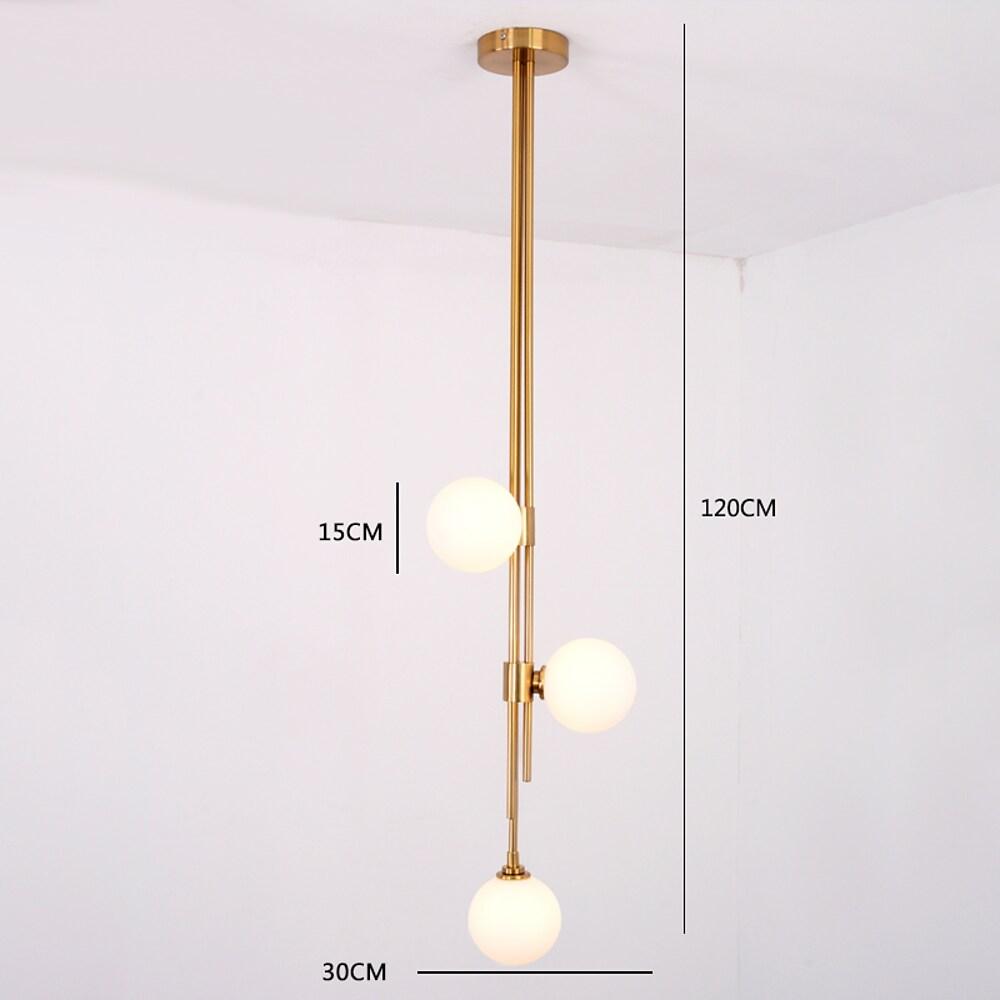 Modern Nordic Elongated Gold Pendant Light with Glass Shades for Dining and Living Areas