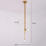 Modern Nordic Elongated Gold Pendant Light with Glass Shades for Dining and Living Areas