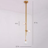 Modern Nordic Elongated Gold Pendant Light with Glass Shades for Dining and Living Areas