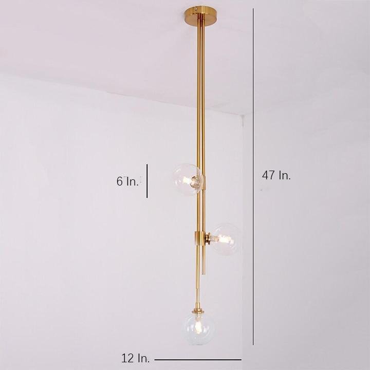 Modern Nordic Elongated Gold Pendant Light with Glass Shades for Dining and Living Areas