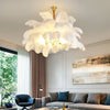 Modern Nordic Feather Chandelier Copper Semi Flush Mount Ceiling Light for Bedroom and Living Room