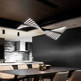 Modern Nordic Fishbone LED Chandelier Dimmable Wave Strip Pendant Light for Kitchen and Dining Room