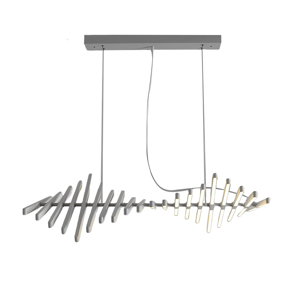 Modern Nordic Fishbone LED Chandelier Dimmable Wave Strip Pendant Light for Kitchen and Dining Room