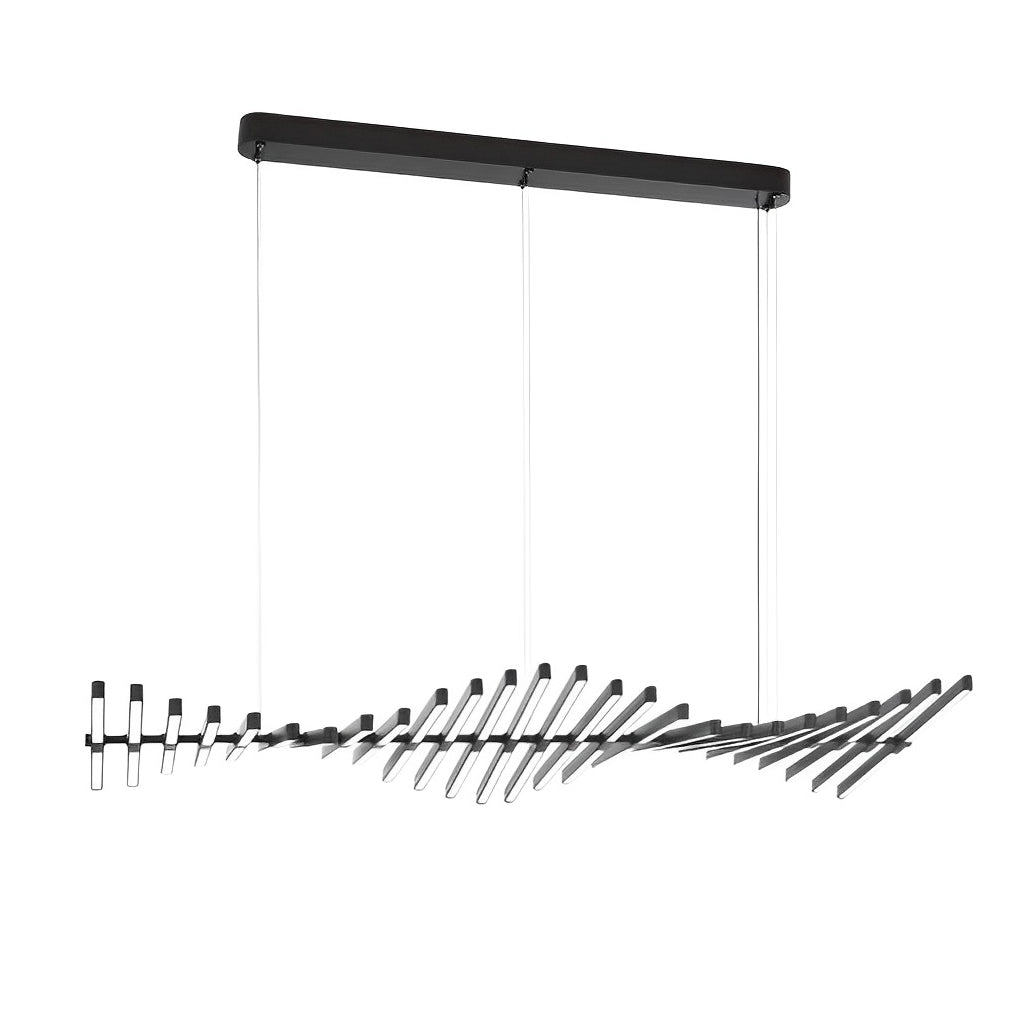 Modern Nordic Fishbone LED Chandelier Dimmable Wave Strip Pendant Light for Kitchen and Dining Room