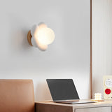 Modern Nordic Floral Wall Sconce Lighting for Bedroom with Wood and Glass Shade