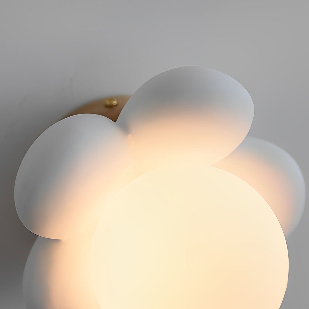 Modern Nordic Floral Wall Sconce Lighting for Bedroom with Wood and Glass Shade